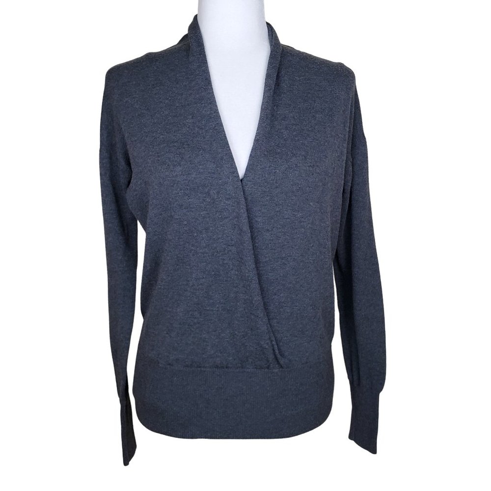 GAP Factory Faux Wrap Long Sleeve Knit Sweater Gray Women's Small